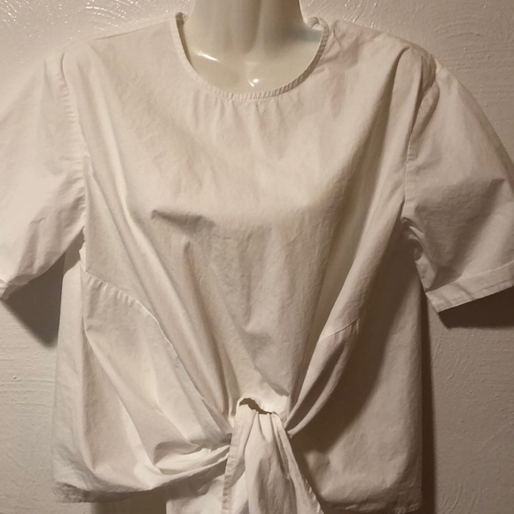White Tie- Front button Down Back Top - Picture 3 of 7